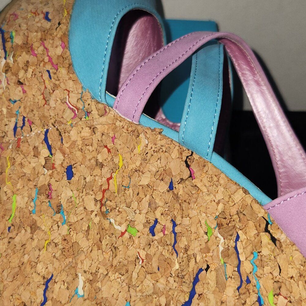 Unique Lavender/Turquoise Wedge Heels Size 8 - Picture 8 of 10